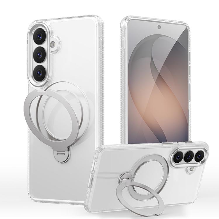 For Samsung Galaxy S26 5G Gear-Style Stress Relief 360 Rotation Holder MagSafe Phone Case(Transparent)