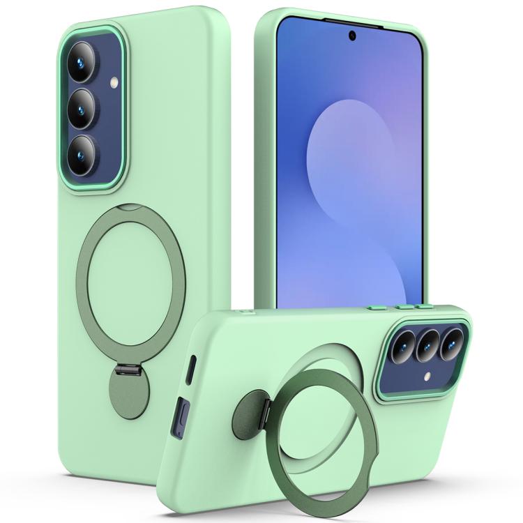 For Samsung Galaxy S26 5G Gen1.5 Pivot Ring Holder TPU Hybrid PC Phone Case(Green)