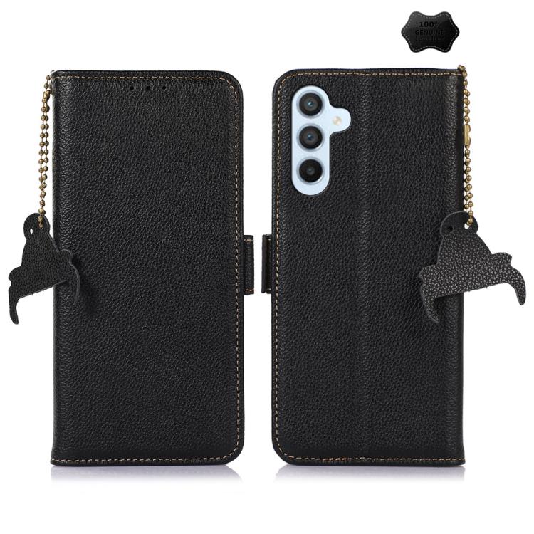 For Samsung Galaxy S26 5G Genuine Leather Mino Magnetic RFID Leather Phone Case(Black)