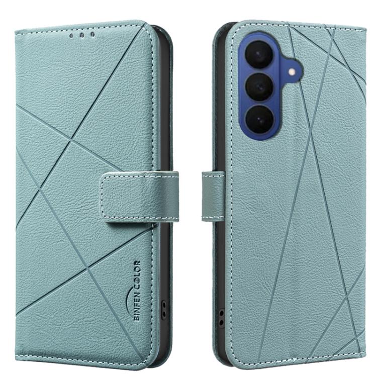 For Samsung Galaxy S26 5G Geometric Pattern RFID Leather Phone Case(Green)