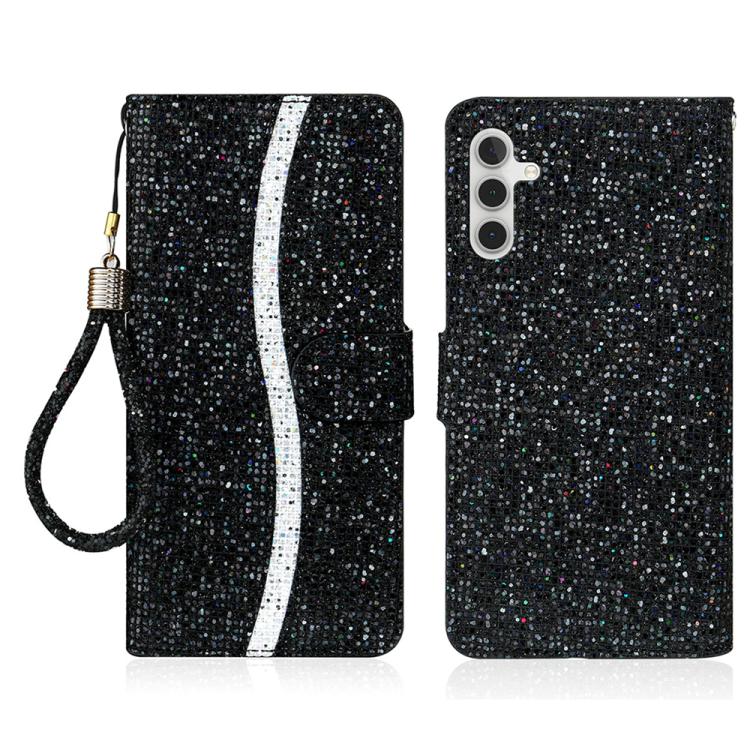 For Samsung Galaxy S26 5G Glitter Powder Filp Leather Phone Case(Black)