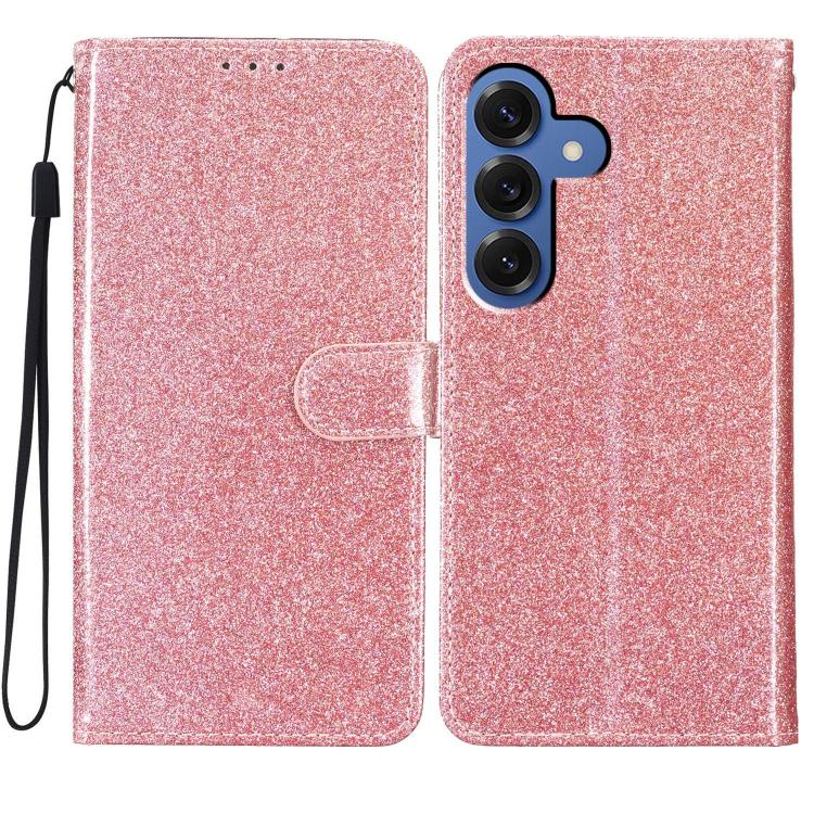 For Samsung Galaxy S26 5G Glitter Powder Flip Leather Phone Case(Rose Gold)