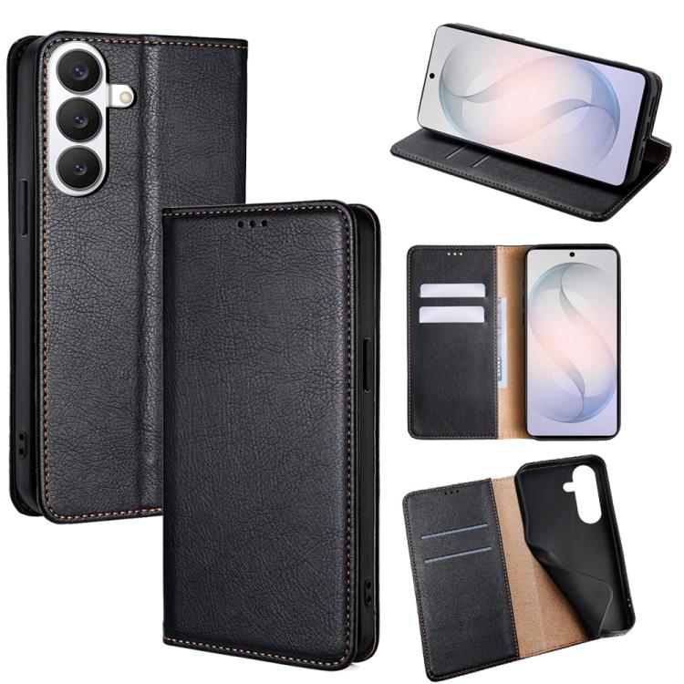 For Samsung Galaxy S26 5G Gloss Oil Solid Color Magnetic Leather Phone Case(Black)