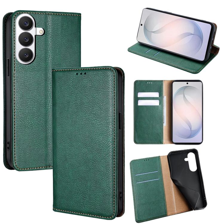 For Samsung Galaxy S26 5G Gloss Oil Solid Color Magnetic Leather Phone Case(Green)