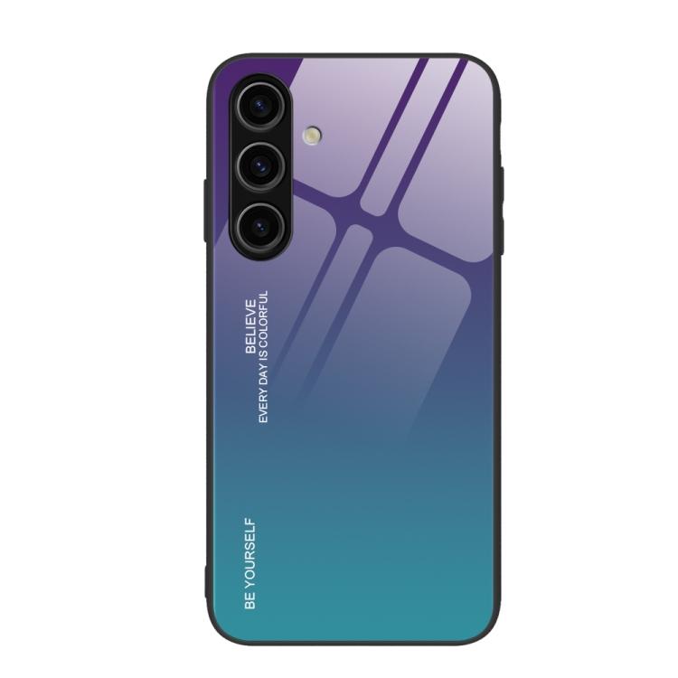 For Samsung Galaxy S26 5G Gradient Color Glass Phone Case(Aurora Blue)