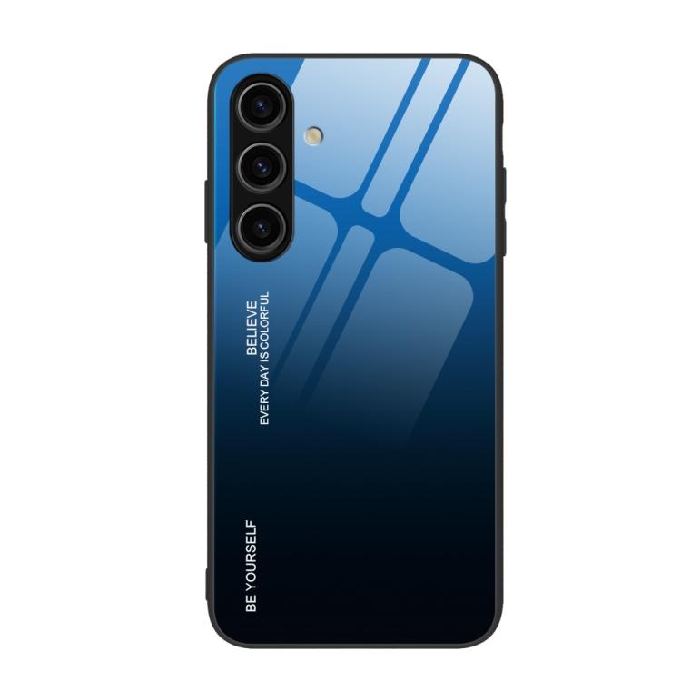 For Samsung Galaxy S26 5G Gradient Color Glass Phone Case(Blue Black)