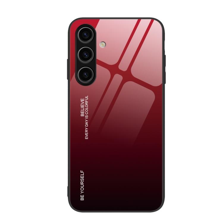 For Samsung Galaxy S26 5G Gradient Color Glass Phone Case(Red Black)