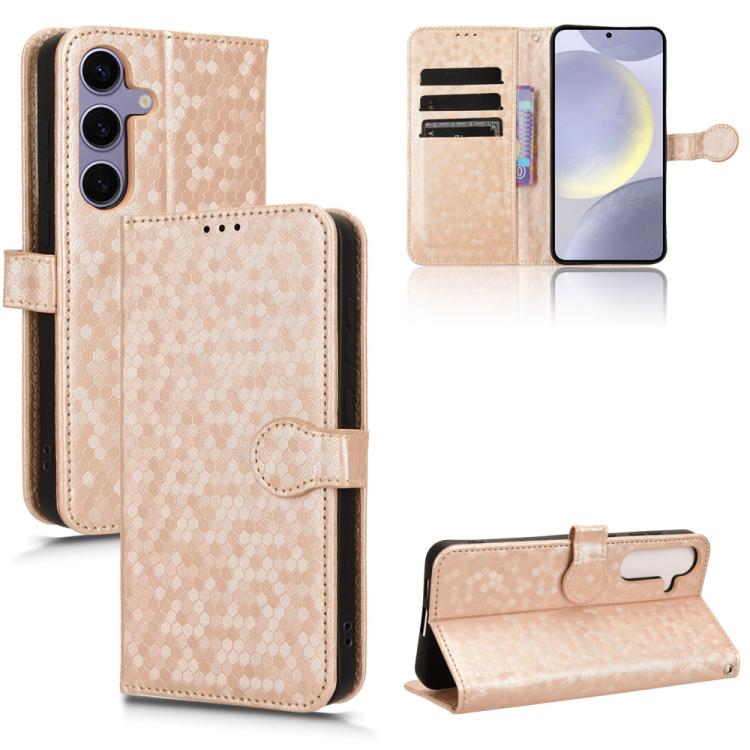 For Samsung Galaxy S26 5G Honeycomb Dot Texture Leather Phone Case(Gold)