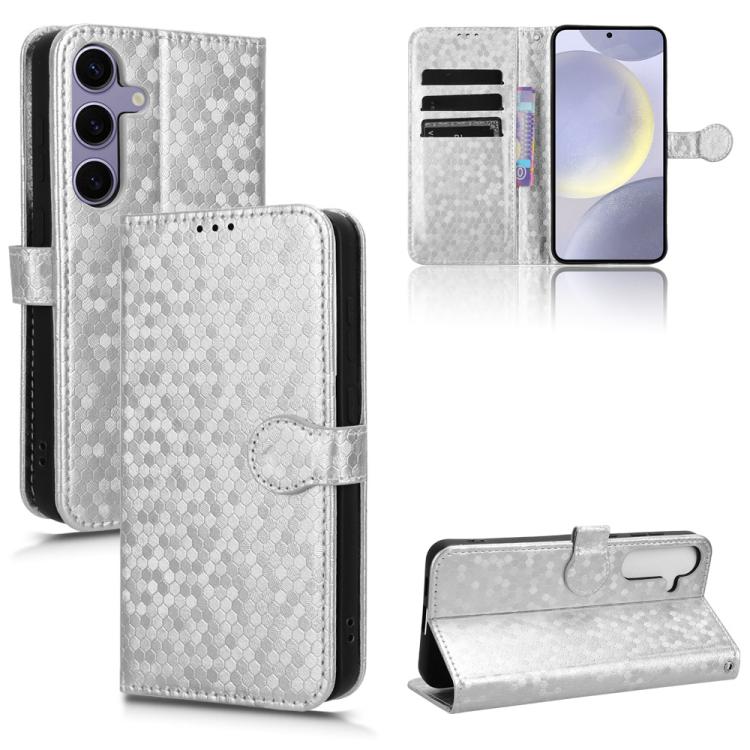 For Samsung Galaxy S26 5G Honeycomb Dot Texture Leather Phone Case(Silver)