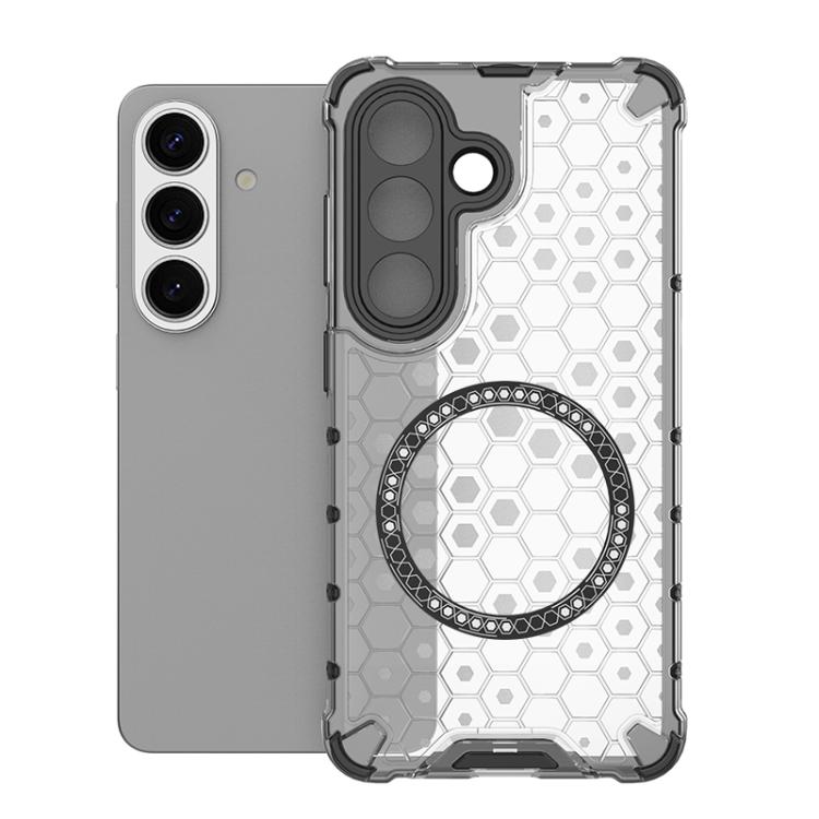 For Samsung Galaxy S26 5G Honeycomb Magnetic Ring Shockproof Phone Case(White)