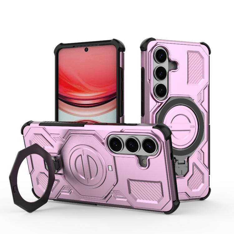 For Samsung Galaxy S26 5G J-20 Solid Color MagSafe Magnetic TPU+PC Phone Case(Pink)