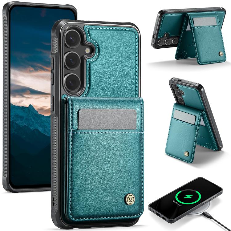 For Samsung Galaxy S26 5G JEEHOOD J06 British Style RFID MagSafe Card Bag PU Phone Case(Green)