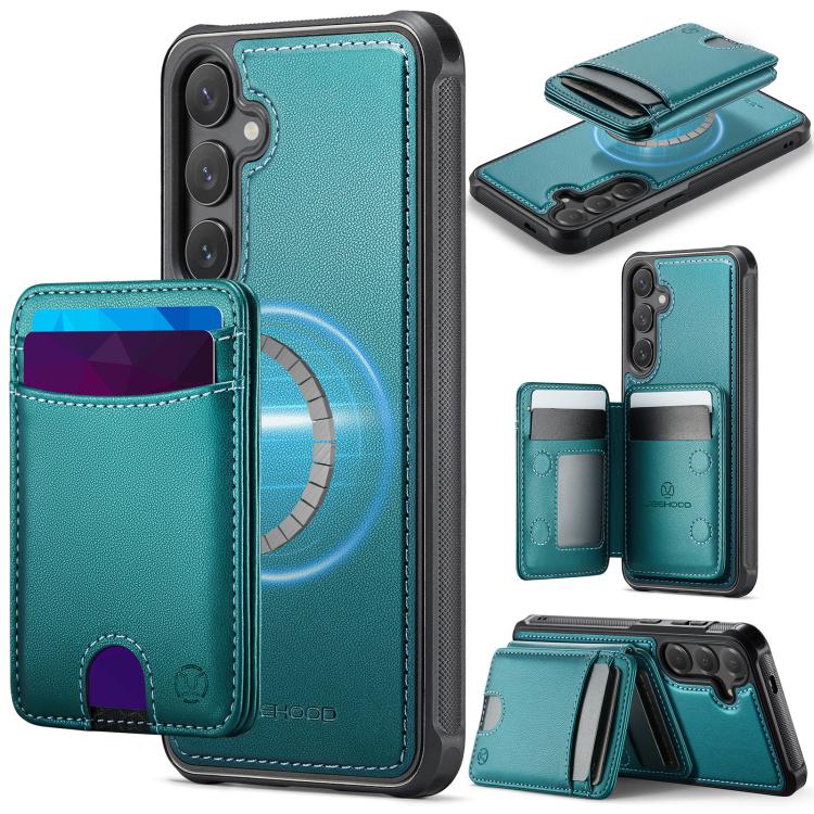 For Samsung Galaxy S26 5G JEEHOOD J10 Flip Card Bag MagSafe Split RFID Leather Phone Case(Green)
