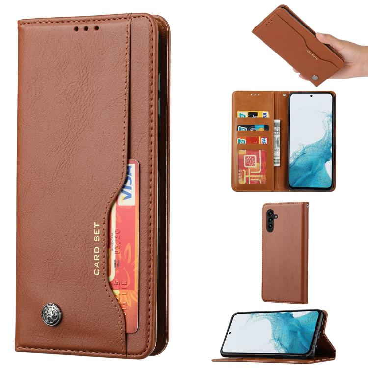For Samsung Galaxy S26 5G Knead Skin Texture Flip Leather Phone Case(Brown)