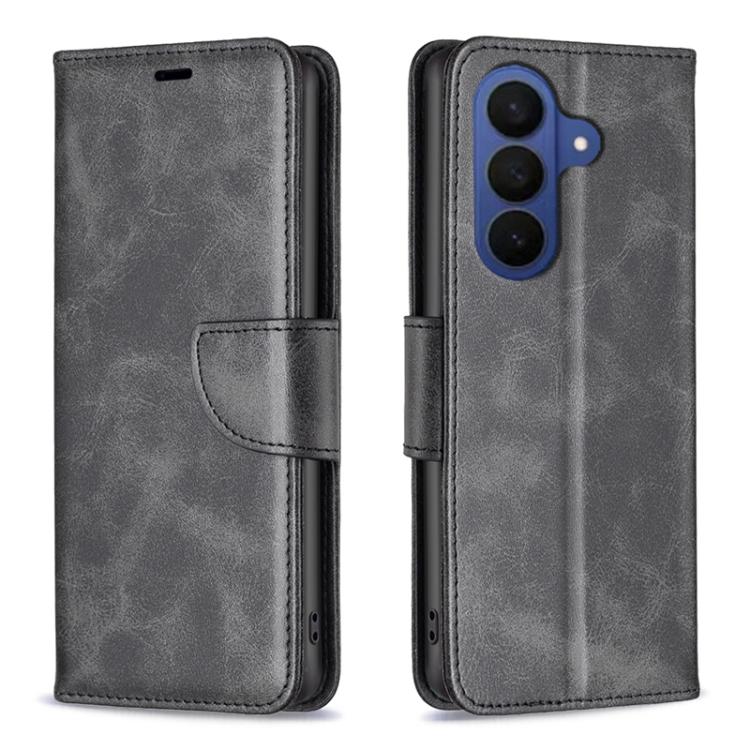 For Samsung Galaxy S26 5G Lambskin Texture Pure Color Flip Leather Phone Case(Black)