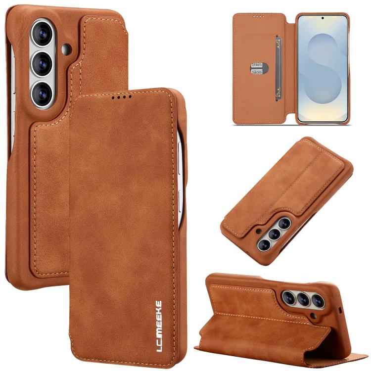 For Samsung Galaxy S26 5G LC.IMEEKE Hon Ancient Series Flip Leather Phone Case(Brown)