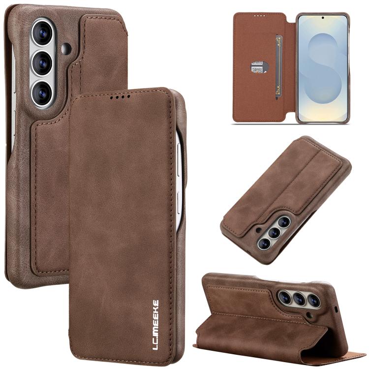 For Samsung Galaxy S26 5G LC.IMEEKE Hon Ancient Series Flip Leather Phone Case(Coffee)