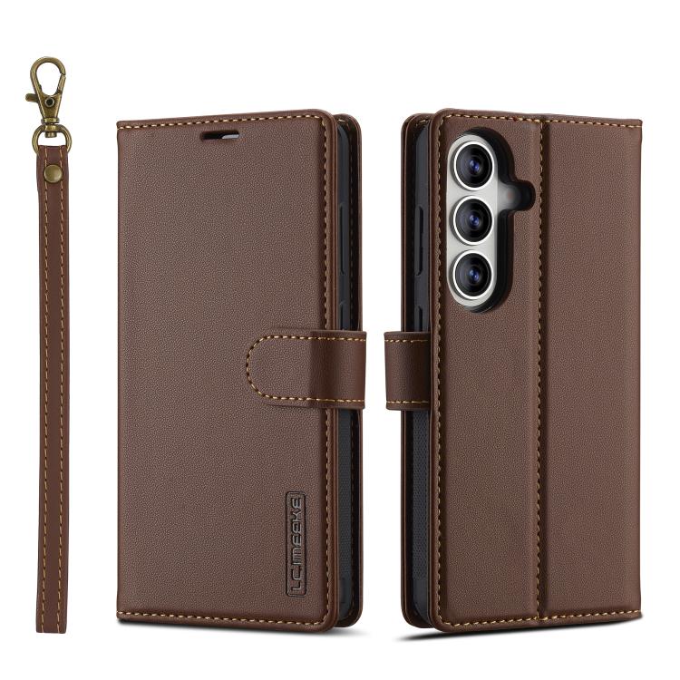 For Samsung Galaxy S26 5G LC.IMEEKE L2 Series Detachable Magsafe PU Phone Case with Lanyard(Brown)