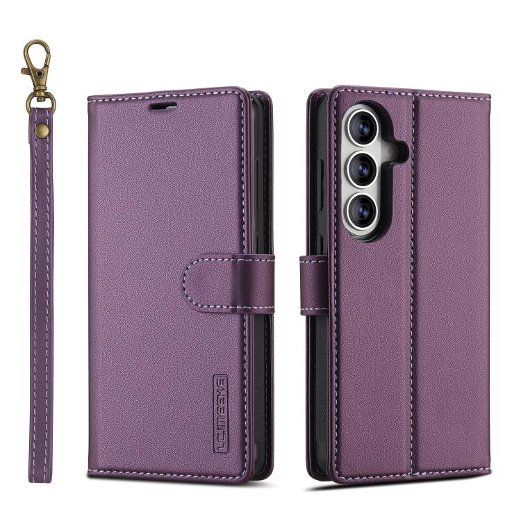 For Samsung Galaxy S26 5G LC.IMEEKE L2 Series Detachable Magsafe PU Phone Case with Lanyard(Purple)
