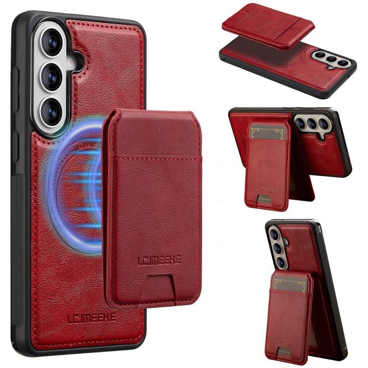 For Samsung Galaxy S26 5G LC.IMEEKE L3 Series Detachable RFID Card Bag Magsafe Phone Case(Red)