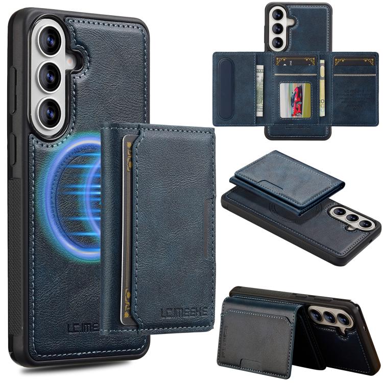 For Samsung Galaxy S26 5G LC.IMEEKE L5 Series Detachable RFID Card Bag Magsafe Phone Case(Blue)