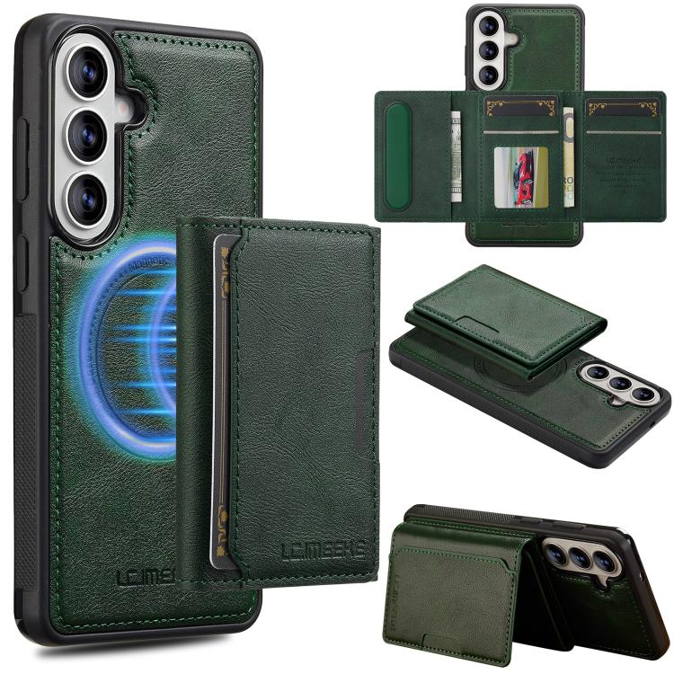 For Samsung Galaxy S26 5G LC.IMEEKE L5 Series Detachable RFID Card Bag Magsafe Phone Case(Green)