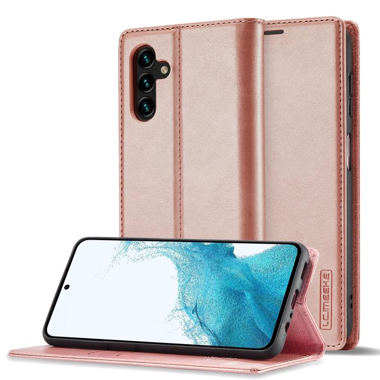 For Samsung Galaxy S26 5G LC.IMEEKE Strong Magnetism Microfiber Leather Phone Case(Rose Gold)