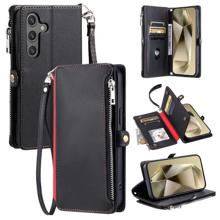 For Samsung Galaxy S26 5G Leather Stitching Multi-card Slot Zipper Phone Case(Black)