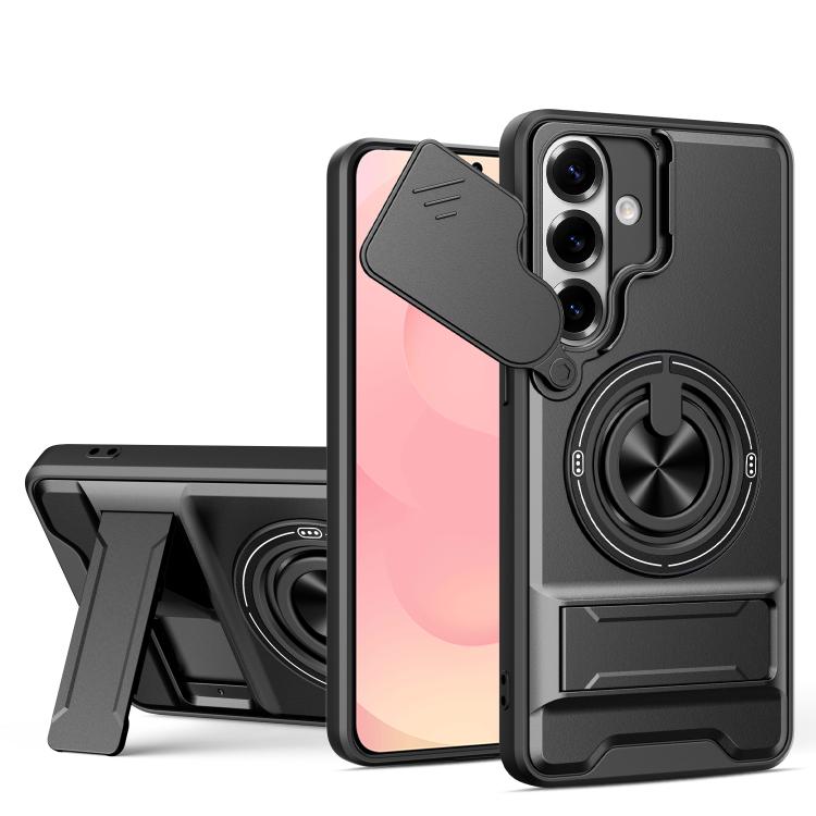 For Samsung Galaxy S26 5G Lens Sliding Window Multifunctional Magnetic Shockproof Phone Case(Black)