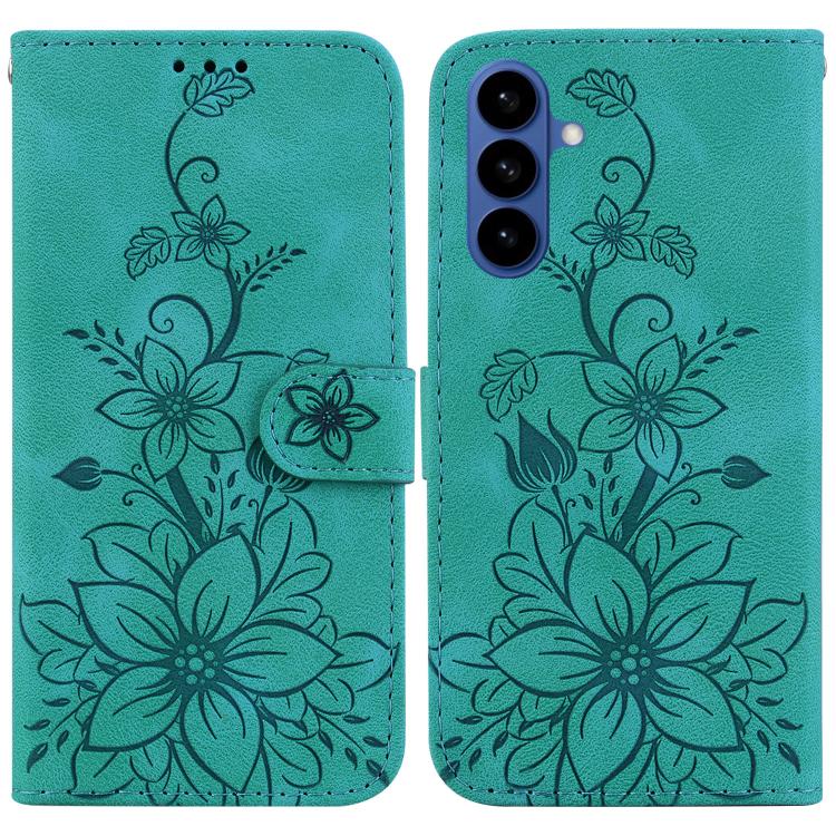 For Samsung Galaxy S26 5G Lily Embossed Leather Phone Case(Green)