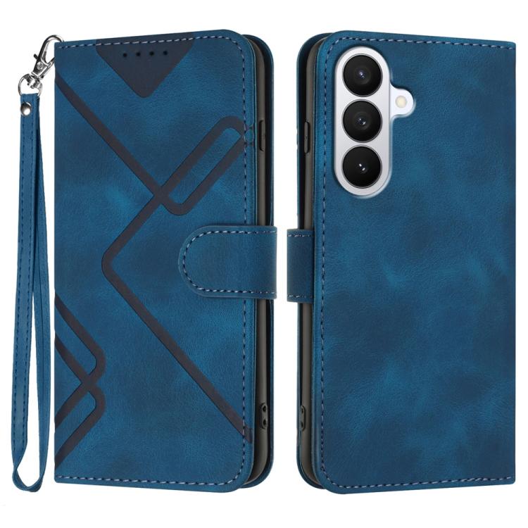 For Samsung Galaxy S26 5G Line Pattern Skin Feel Leather Phone Case(Royal Blue)