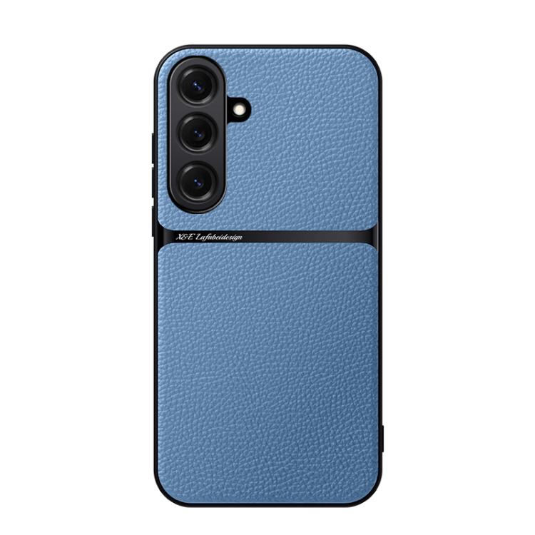For Samsung Galaxy S26 5G Litchi Leather Magnetic Full Coverage Shockproof Phone Case(Blue)