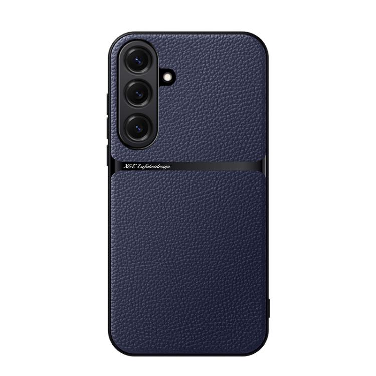 For Samsung Galaxy S26 5G Litchi Leather Magnetic Full Coverage Shockproof Phone Case(Navy Blue)