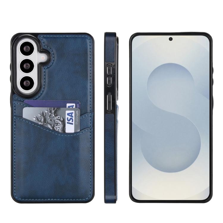 For Samsung Galaxy S26 5G Litchi Leather Skin Card Slots Phone Case(Blue)