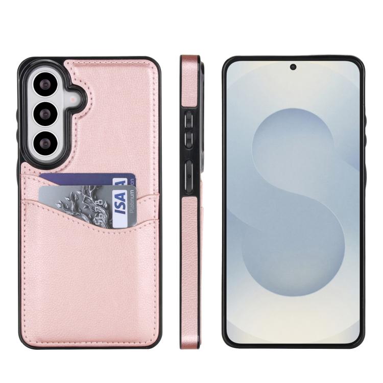 For Samsung Galaxy S26 5G Litchi Leather Skin Card Slots Phone Case(Rose Gold)