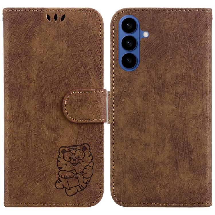 For Samsung Galaxy S26 5G Little Tiger Embossed Leather Phone Case(Brown)