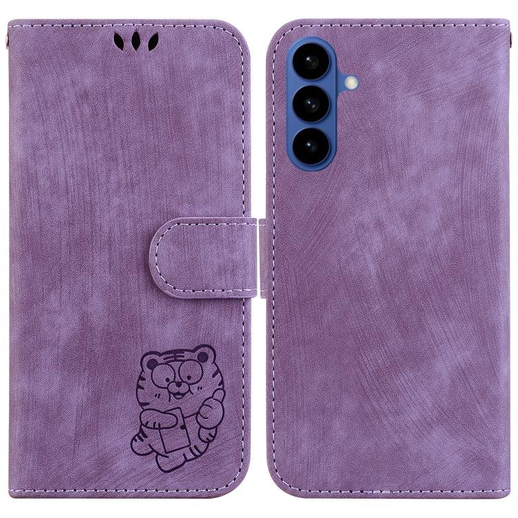 For Samsung Galaxy S26 5G Little Tiger Embossed Leather Phone Case(Purple)