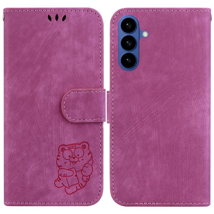 For Samsung Galaxy S26 5G Little Tiger Embossed Leather Phone Case(Rose Red)