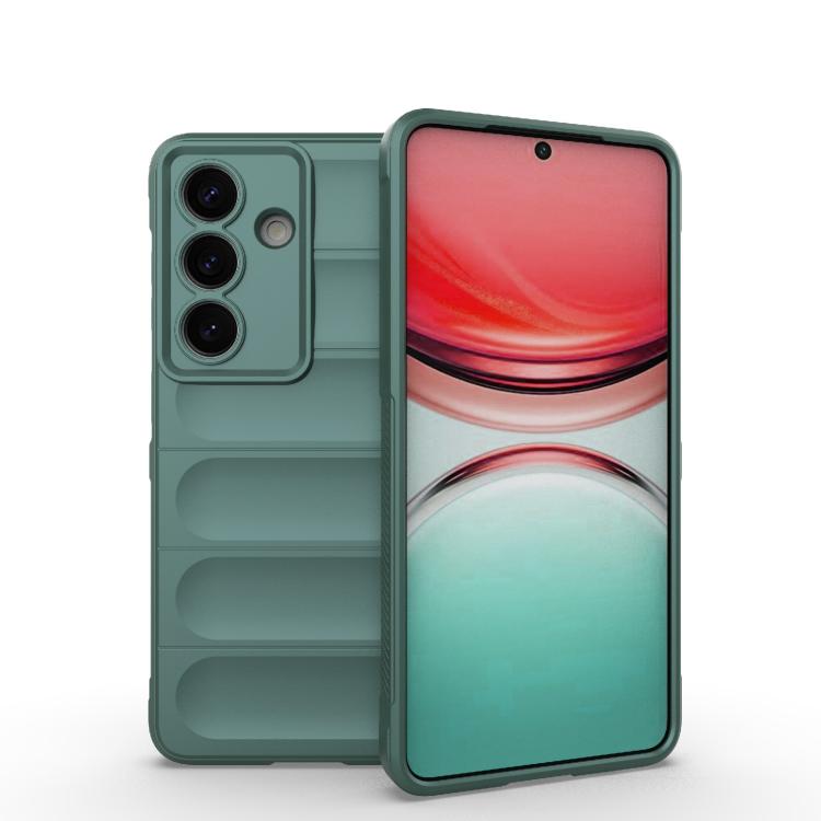 For Samsung Galaxy S26 5G Magic Shield TPU + Flannel Phone Case(Dark Green)