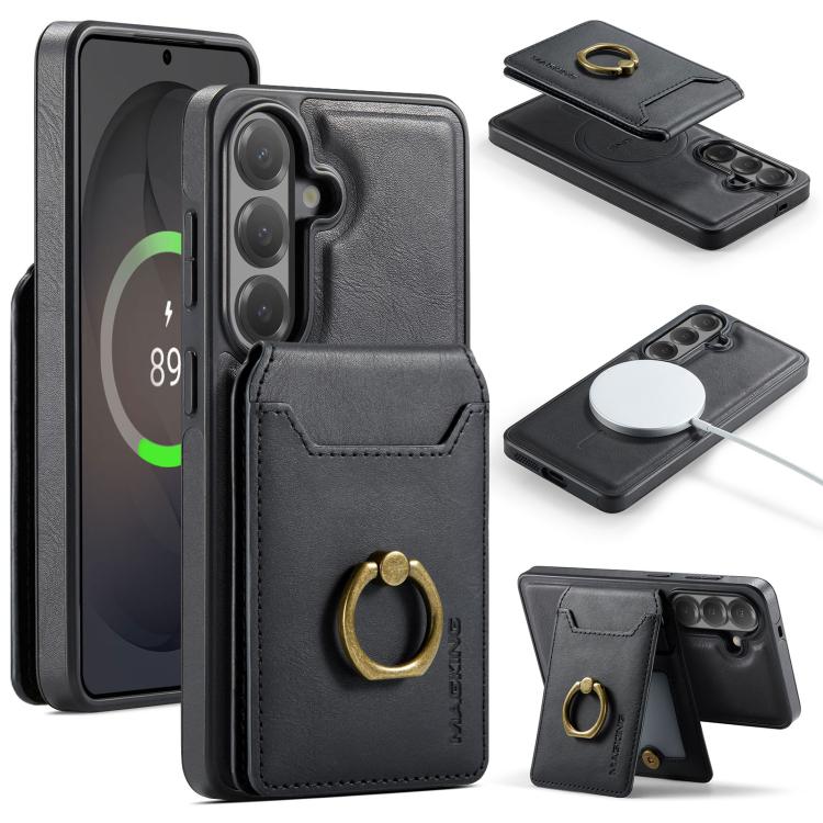 For Samsung Galaxy S26 5G MAGKING K1 MagSafe Detachable Wallet RFID Back Cover Phone Case(Black)