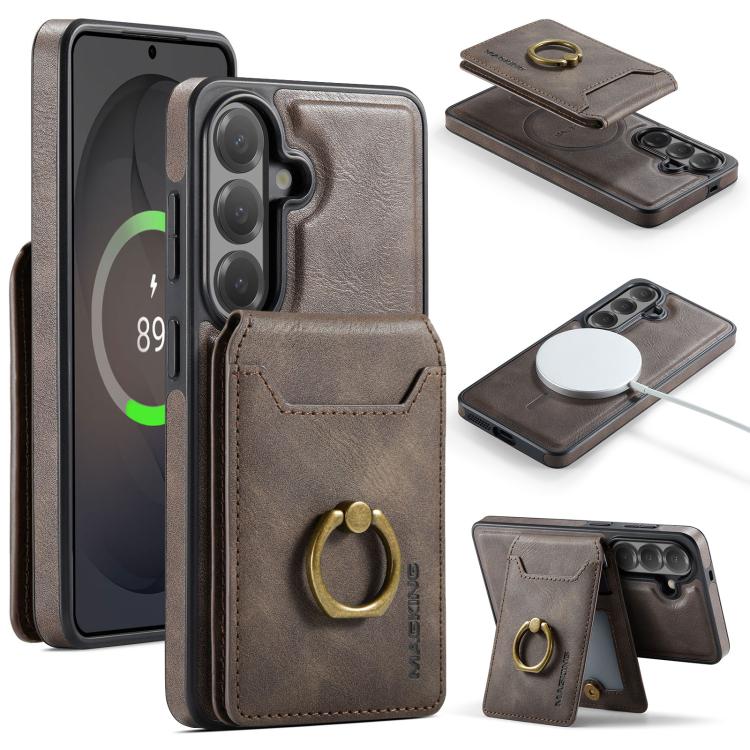 For Samsung Galaxy S26 5G MAGKING K1 MagSafe Detachable Wallet RFID Back Cover Phone Case(Coffee)