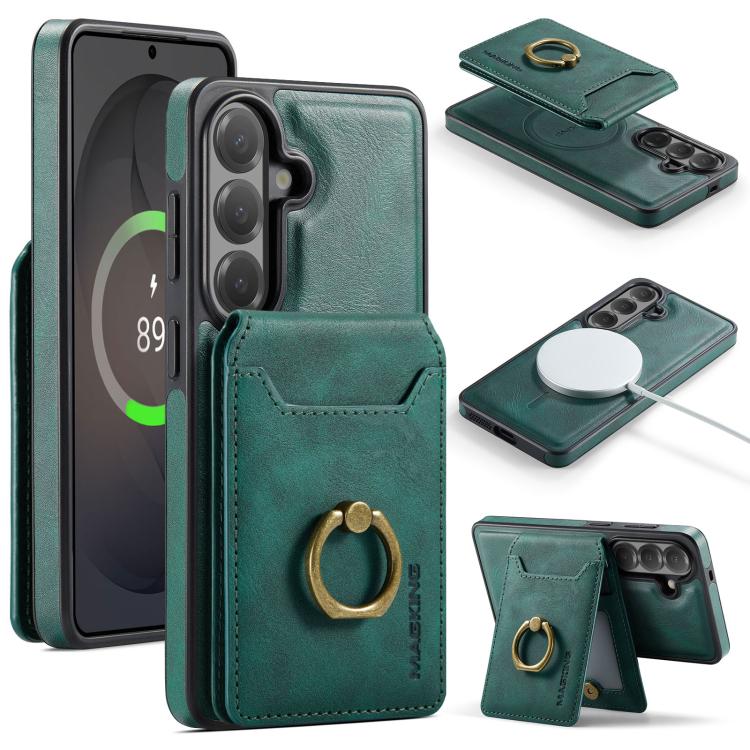 For Samsung Galaxy S26 5G MAGKING K1 MagSafe Detachable Wallet RFID Back Cover Phone Case(Green)