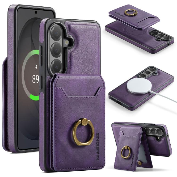 For Samsung Galaxy S26 5G MAGKING K1 MagSafe Detachable Wallet RFID Back Cover Phone Case(Purple)