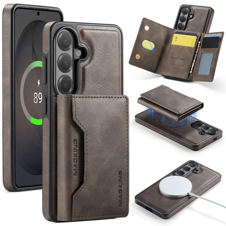 For Samsung Galaxy S26 5G MAGKING K2 Series MagSafe RFID Card Bag Detachable Phone Case(Coffee)