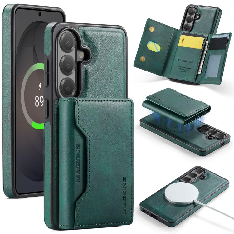For Samsung Galaxy S26 5G MAGKING K2 Series MagSafe RFID Card Bag Detachable Phone Case(Green)