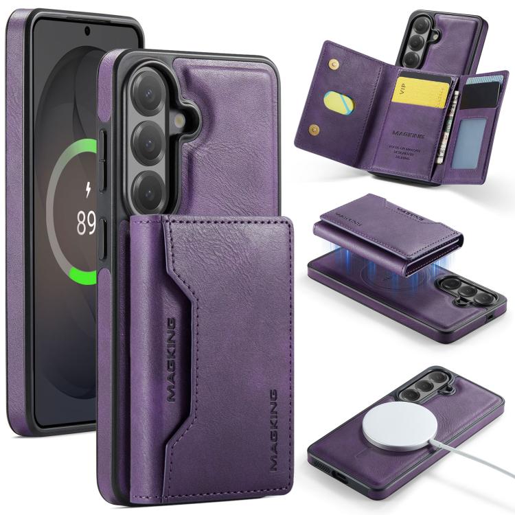 For Samsung Galaxy S26 5G MAGKING K2 Series MagSafe RFID Card Bag Detachable Phone Case(Purple)