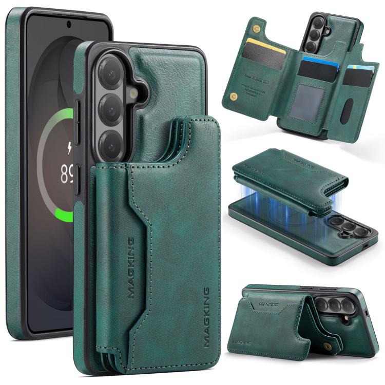 For Samsung Galaxy S26 5G MAGKING K3 Series MagSafe RFID Card Bag Detachable Phone Case(Green)