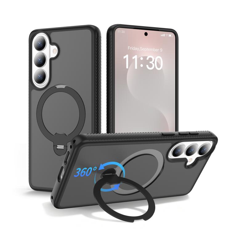 For Samsung Galaxy S26 5G Magnetic 360 Rotating Stand Airbag Shockproof Phone Case(Black)