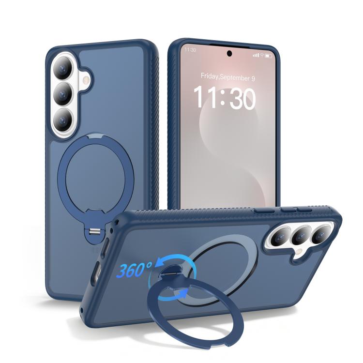 For Samsung Galaxy S26 5G Magnetic 360 Rotating Stand Airbag Shockproof Phone Case(Blue)