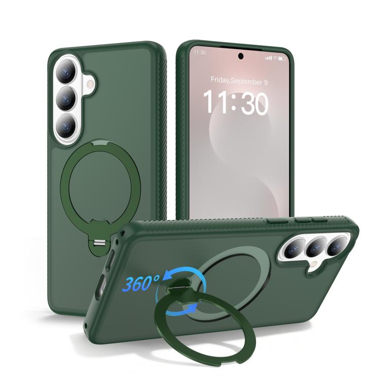 For Samsung Galaxy S26 5G Magnetic 360 Rotating Stand Airbag Shockproof Phone Case(Green)